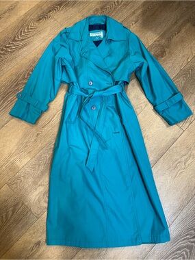 Via Veneto Teal Trench Coat